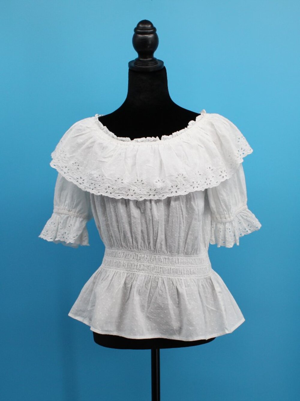 UniversalThread Cottagecore Boho Peasant Peplum Lace Off Shoulder Blouse Small